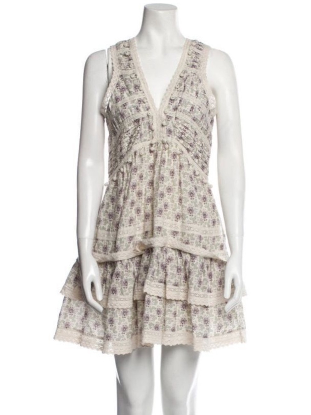 Sea New York NYC Yvonne tiered lace romantic boho mini bohemian dress size small - Picture 2 of 16